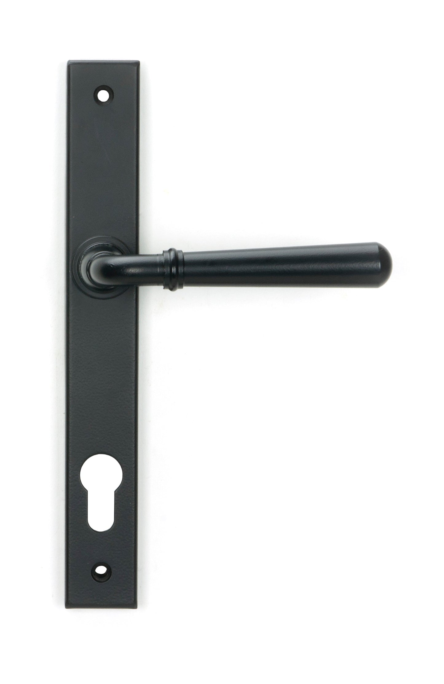 Newbury Slimline Lever Espag. Lock Set | Matt Black- From The Anvil