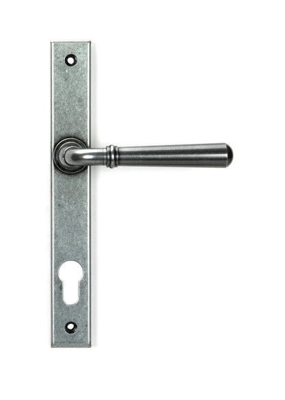 Newbury Slimline Lever Espag. Lock Set | Pewter Patina - From The Anvil