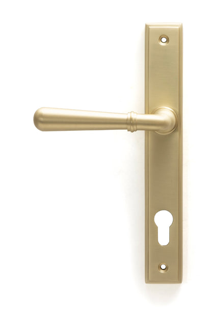 Newbury Slimline Lever Espag. Lock Set | Satin Brass - From The Anvil