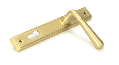 Newbury Slimline Lever Espag. Lock Set | Satin Brass - From The Anvil