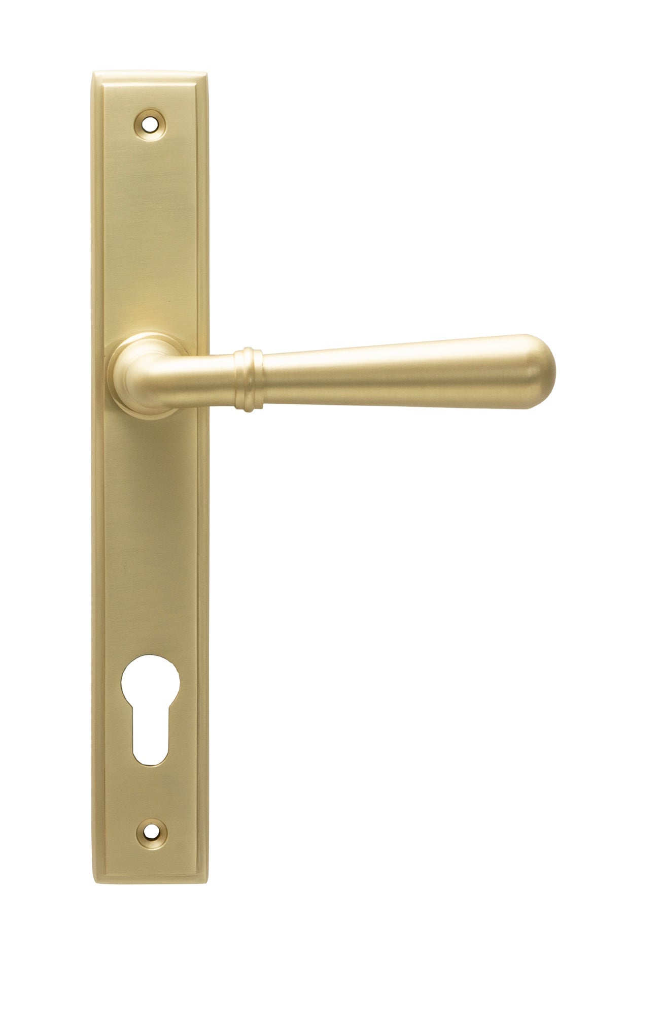 Newbury Slimline Lever Espag. Lock Set | Satin Brass - From The Anvil