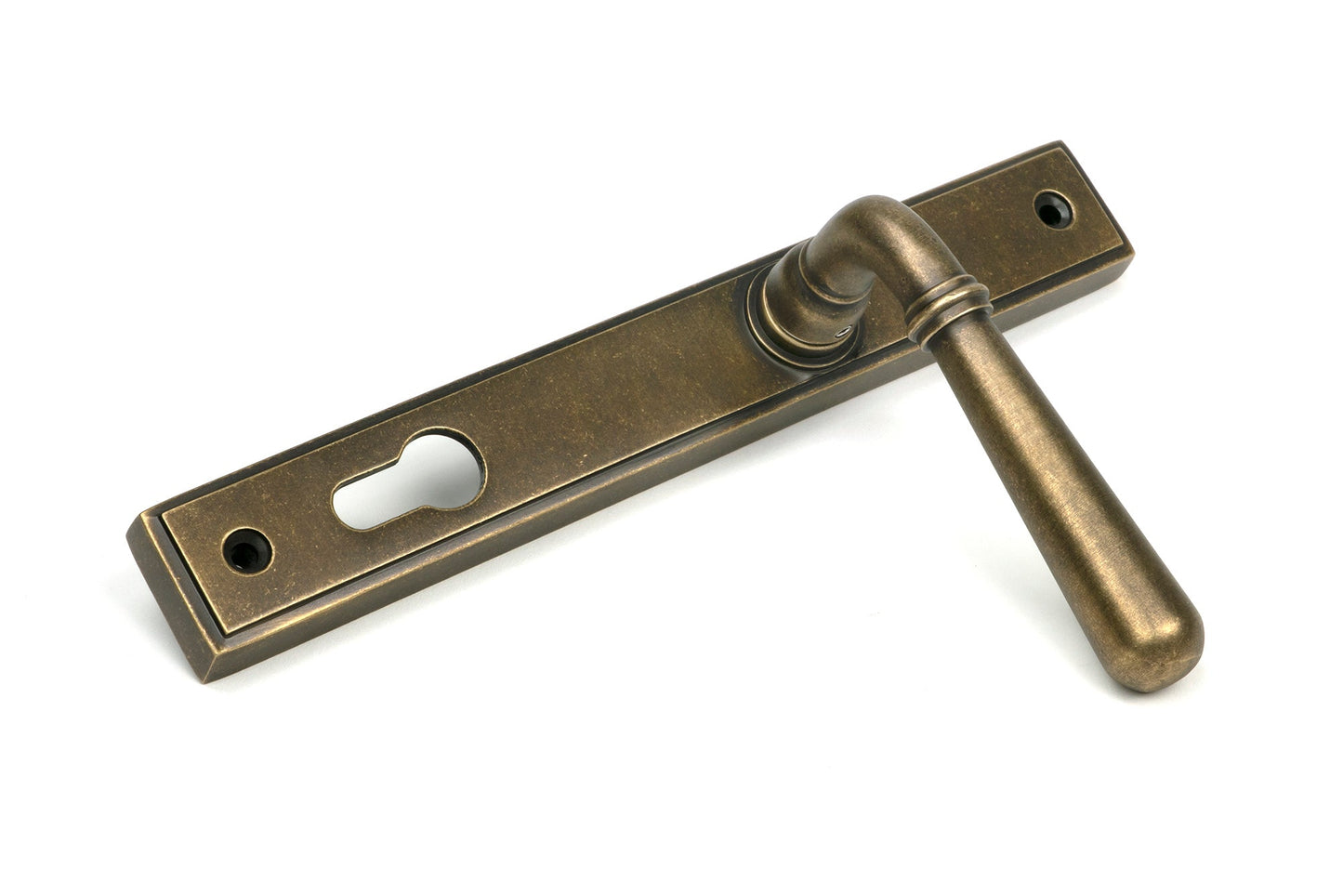 Newbury Slimline Lever Espag. Lock Set | Burnished Brass - From The Anvil