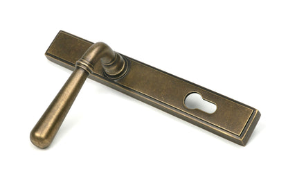 Newbury Slimline Lever Espag. Lock Set | Burnished Brass - From The Anvil