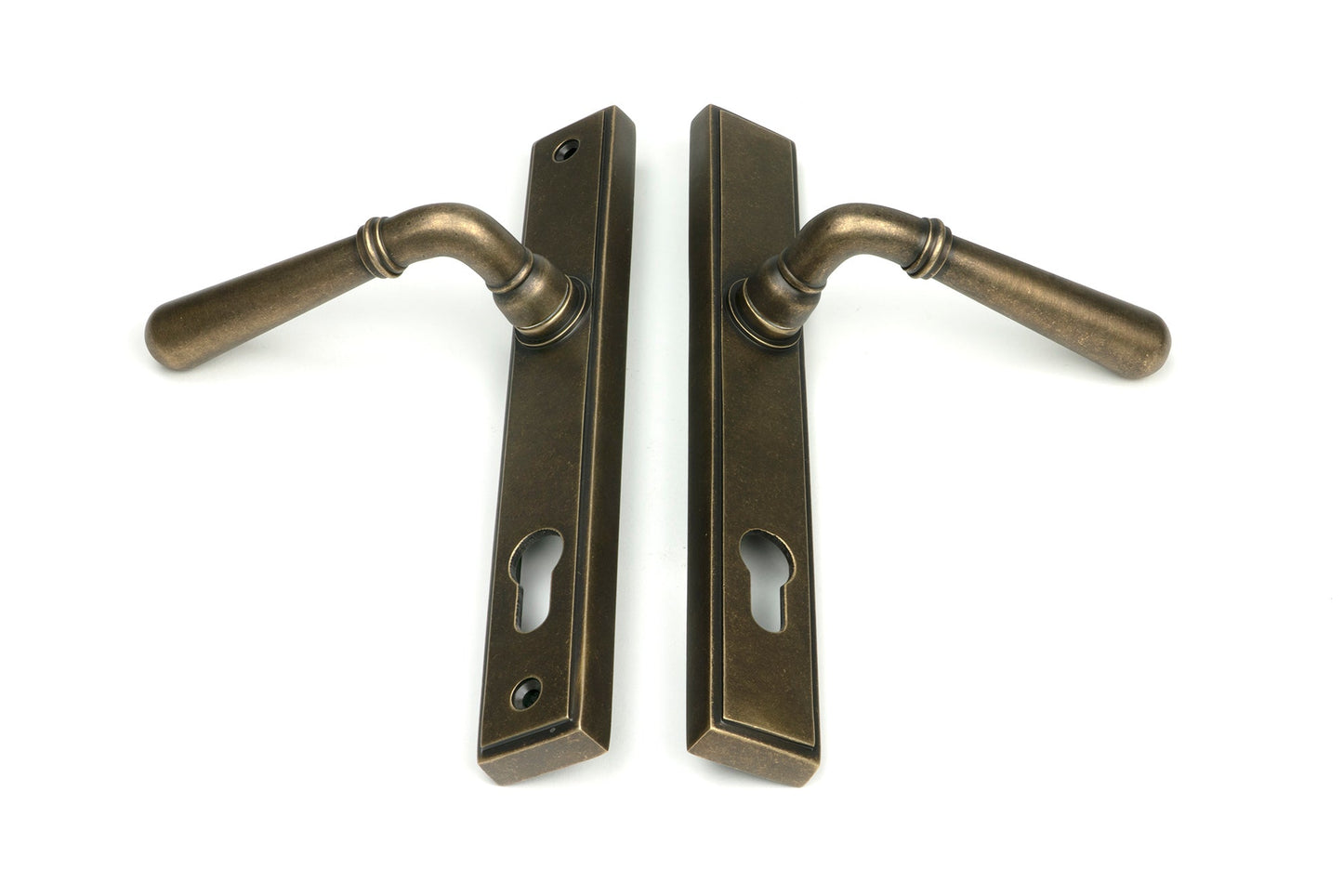 Newbury Slimline Lever Espag. Lock Set | Burnished Brass - From The Anvil