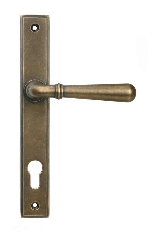 Newbury Slimline Lever Espag. Lock Set | Burnished Brass - From The Anvil