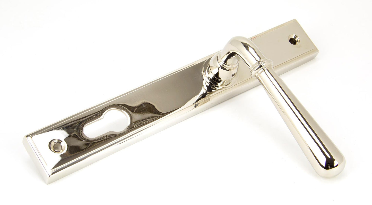 Newbury Slimline Lever Espag. Lock Set | Polished Nickel - From The Anvil