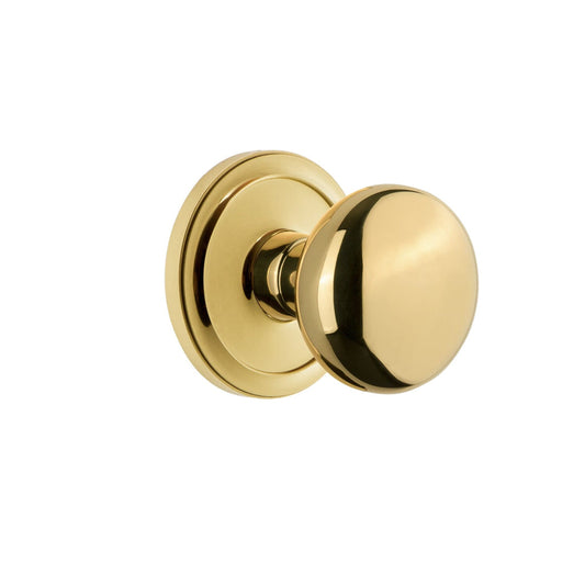 Grandeur - Circulaire Rosette with Fifth Avenue Knob in Polished Brass - Passage - 2 3/8"