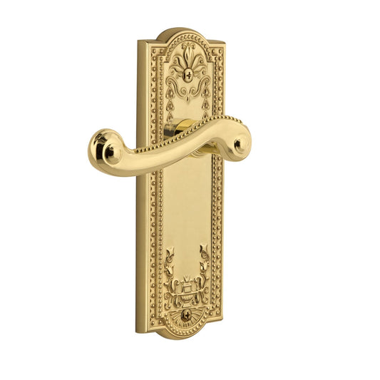 Grandeur - Parthenon Long Plate with Newport Lever in Polished Brass - Passage - 2 3/8"